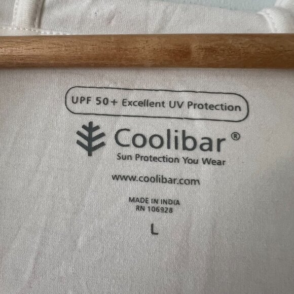 Coolibar UPF UV Sun Protection White Hooded Swim Cover Women's Size Large - Picture 4 of 9